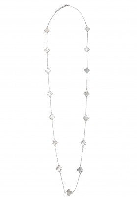 Black Clover Long Necklace in Stainless Steel