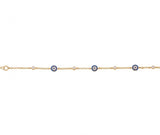 Three Eye and Three Diamond Bracelet in Sterling Silver