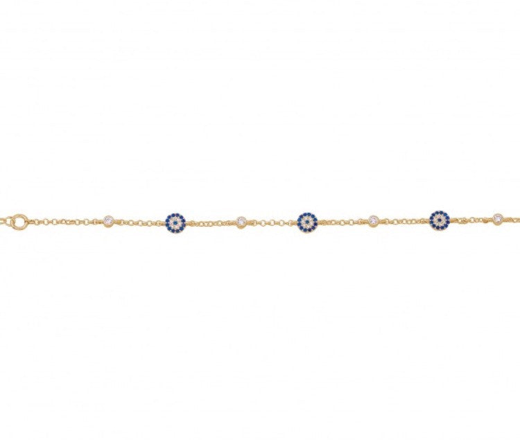 Three Eye and Three Diamond Bracelet in Rose Gold