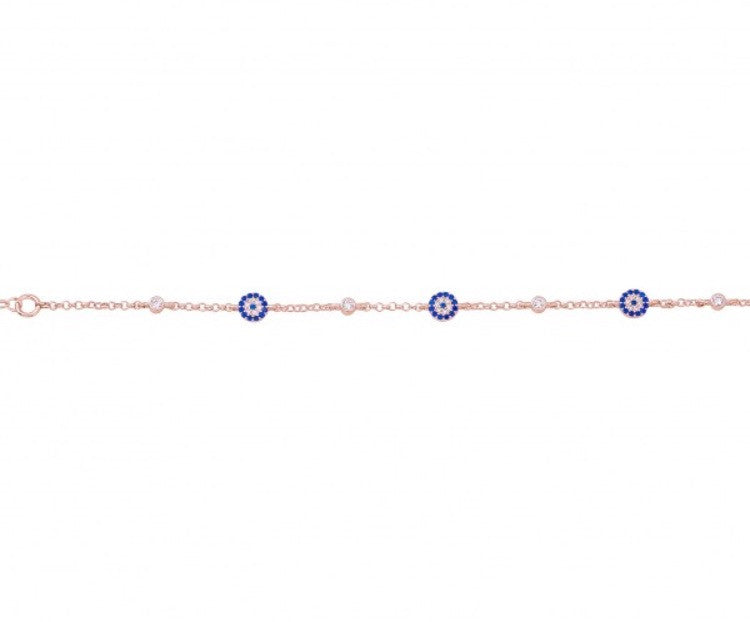 Three Eye and Three Diamond Bracelet in Sterling Silver