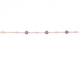 Three Eye and Three Diamond Bracelet in Sterling Silver