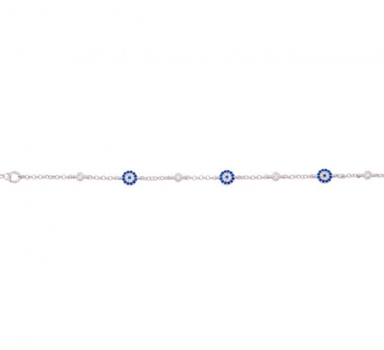 Three Eye and Three Diamond Bracelet in Sterling Silver