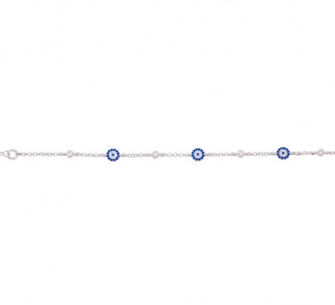 Three Eye and Three Diamond Bracelet in Sterling Silver