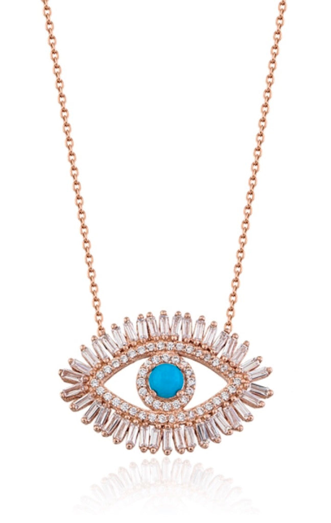 Rose gold evil eye necklace deals