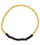 Crystal Black Beaded Bracelet in Gold