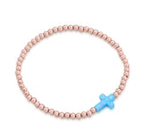 Opalite Sideways Cross Beaded Bracelet in Gold