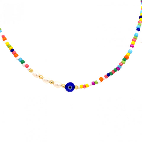 Colourful Beaded Eye Necklace