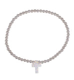 Opalite White Cross Beaded Bracelet in Rose Gold