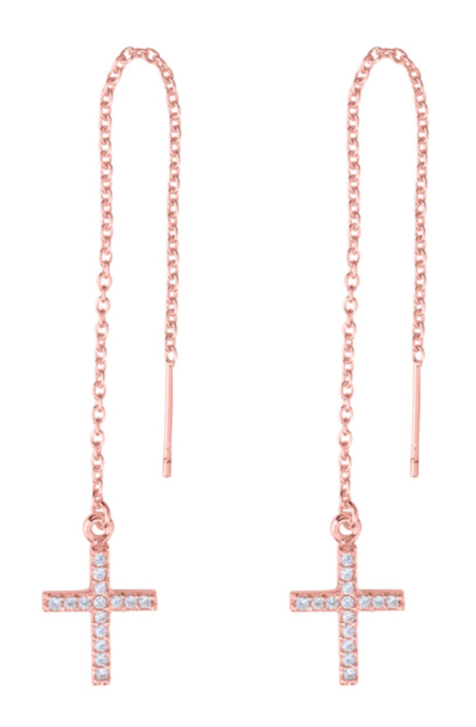 Cross Threads Earrings in Rose Gold