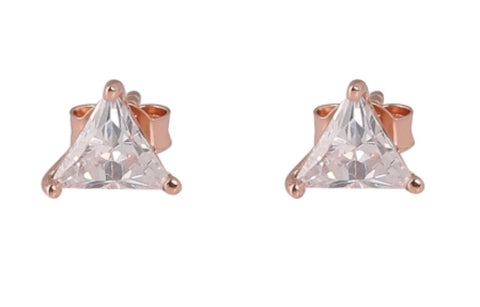 Diamonte Triangle 6mm Stud Earrings in Rose Gold
