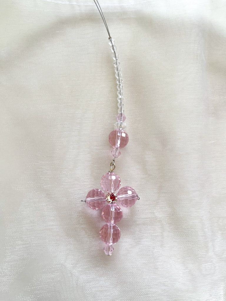 Swarovski Crystal Cross Charm in Pink