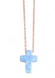 Cross Opalite Necklace in Rose Gold