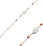 Enamel Evil Eye Bracelet in Rose Gold