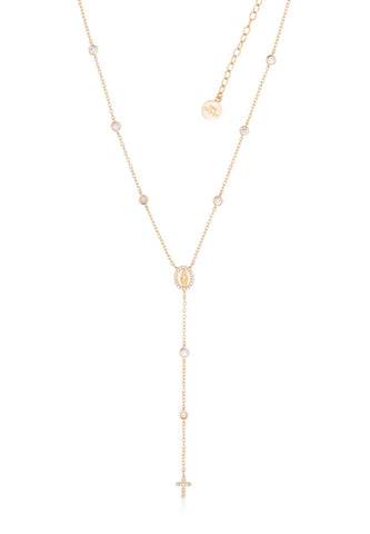Diamanté Rosary Necklace in Gold