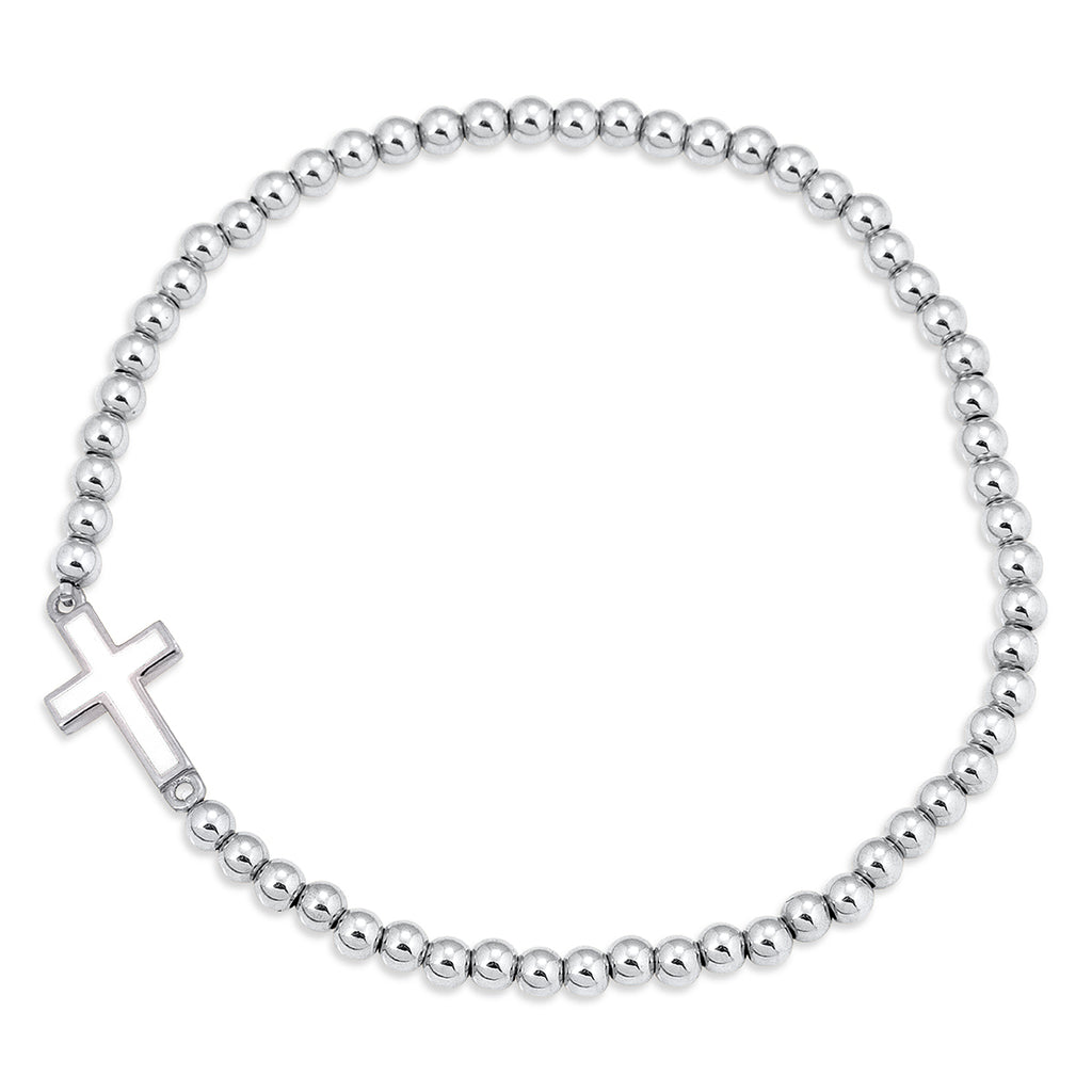 White Cross Faith Bracelet in Silver