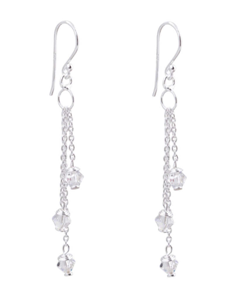 Havana Drop Crystal Earrings in Sterling Silver