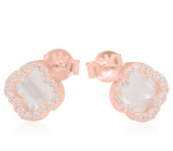 Mother Of Pearl Clover Earrings in Rose Gold