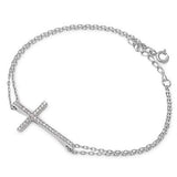 Side Cross Chain Bracelet in Sterling Silver