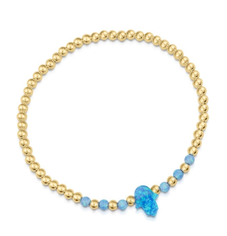 Hamsa Opalite Star Beaded Bracelet in Gold