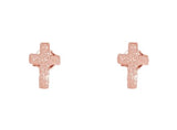 Mini Cross Earrings in Rose Gold