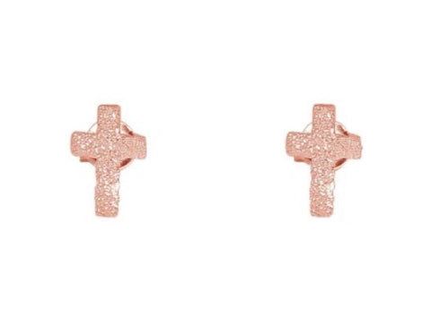 Mini Cross Earrings in Rose Gold