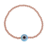 Round Opalite Eye Beaded Bracelet in Sterling Silver