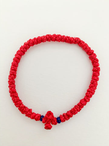 Red Komboskini with Dark Blue Beads