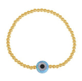 Round Opalite Eye Beaded Bracelet in Gold