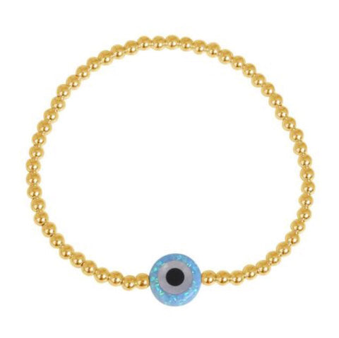 Round Opalite Eye Beaded Bracelet in Gold
