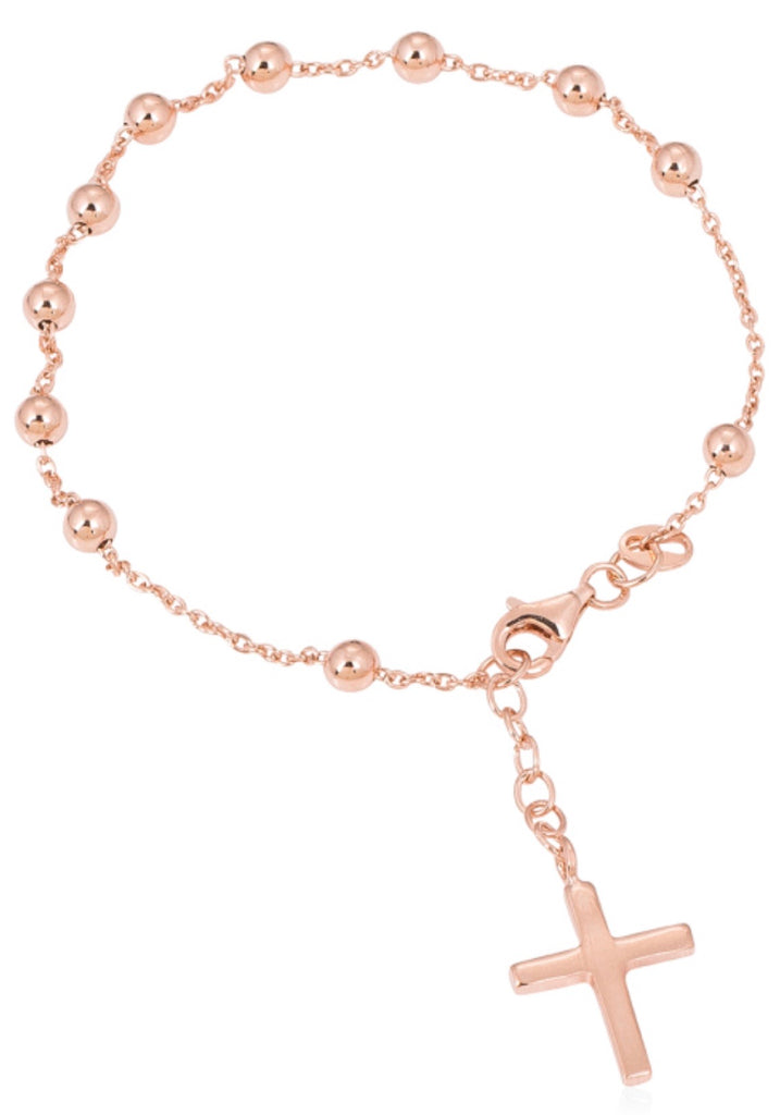 Rosary Bead Bracelet in Rose Gold