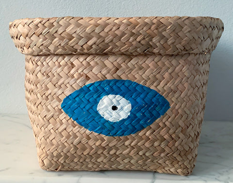 Seagrass Basket with Sea Blue Evil Eye