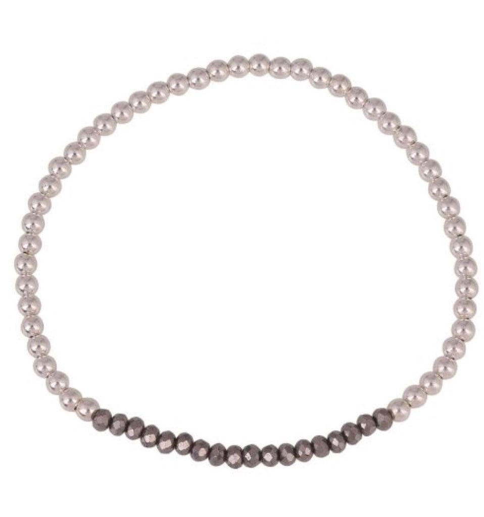 Crystal Grey Beaded Bracelet in Sterling Silver