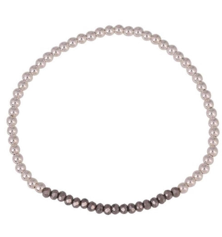 Crystal Grey Beaded Bracelet in Sterling Silver