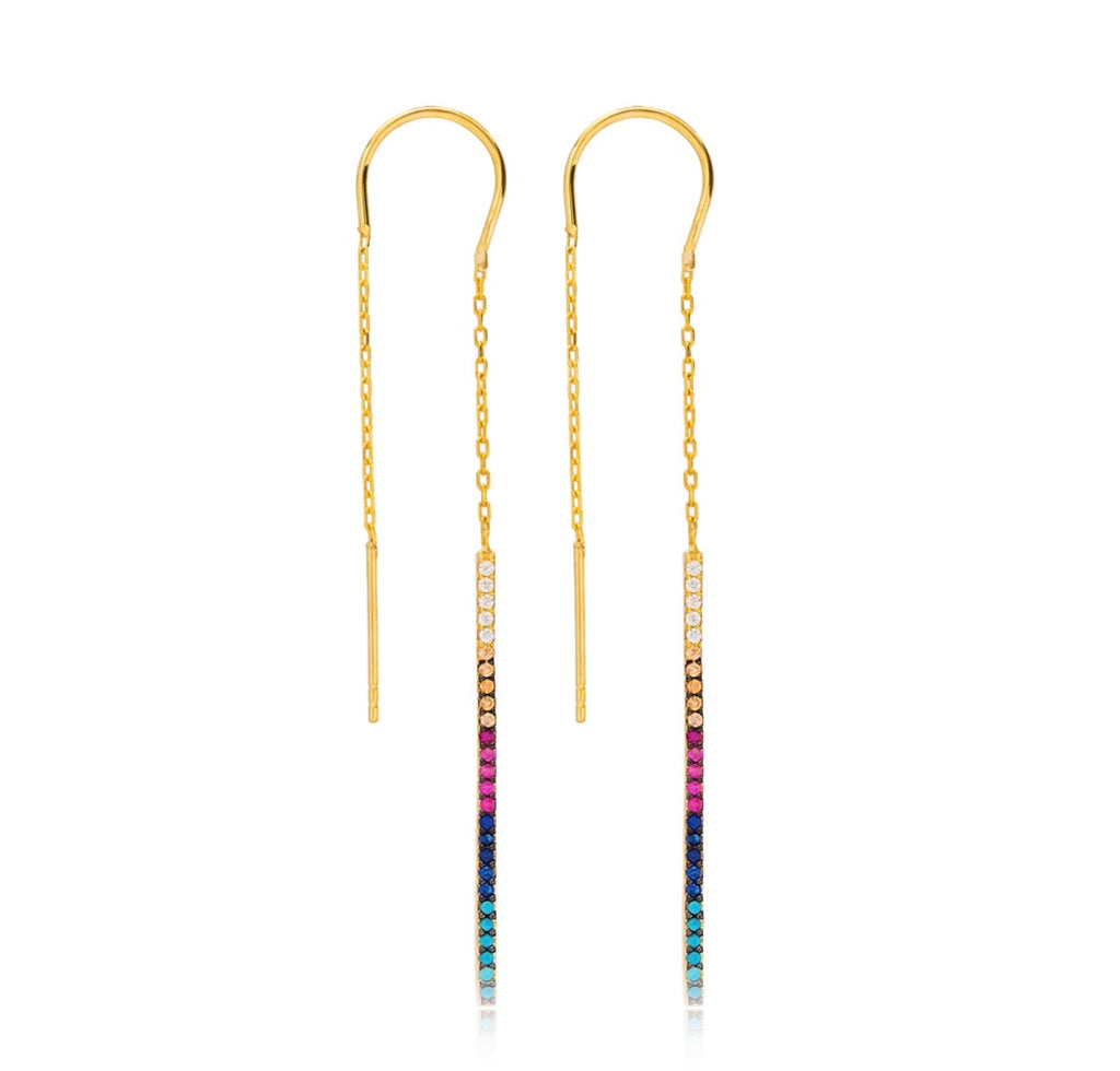 Rainbow Threader Earrings in Gold