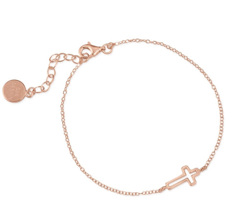 Open Cross Bracelet in Rose Gold