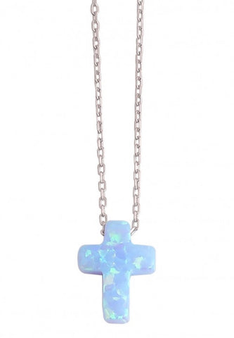 Cross Opalite Necklace in Sterling Silver