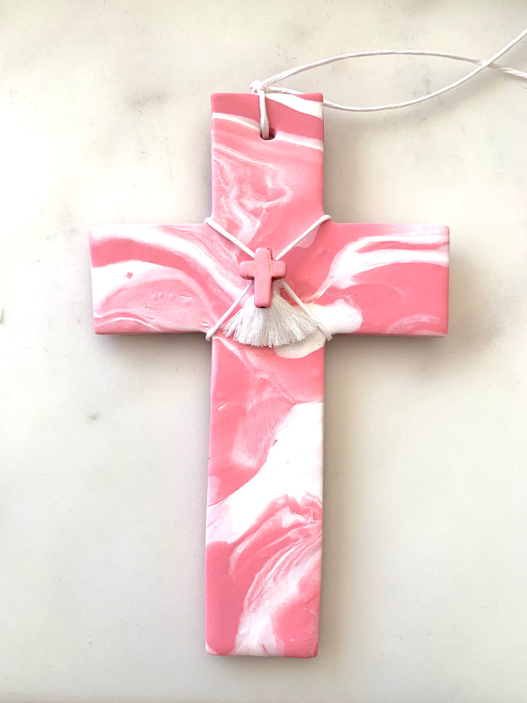 Bebaki Series 1 Baby Pink Marbled Cross with Cross Embellishment