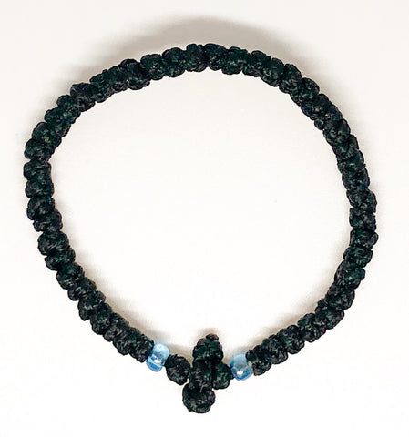 Black Komboskini with Light Blue Beads