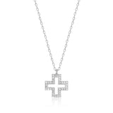 Tinos Island White Cross Necklace in Silver