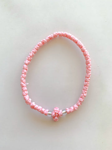 Pink Komboskini with Clear Beads