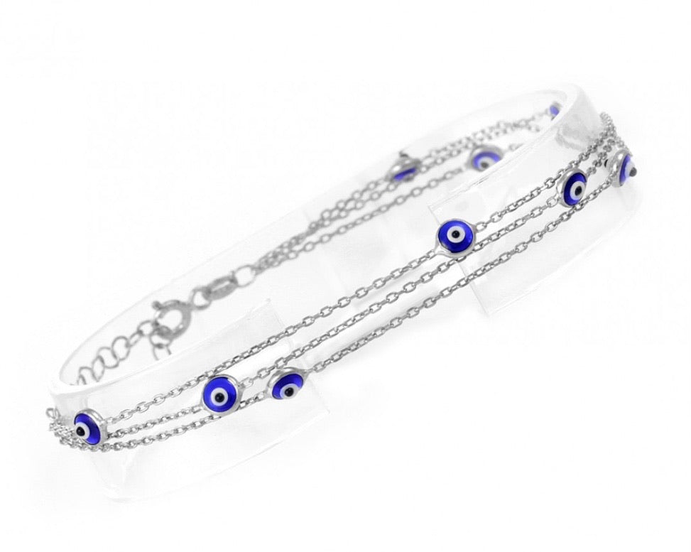 Looped Greek Mati Bracelet in Sterling Silver