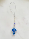 Swarovski Crystal Cross Charm in Santorini Blue