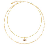 Double Eye Chain Necklace in Gold