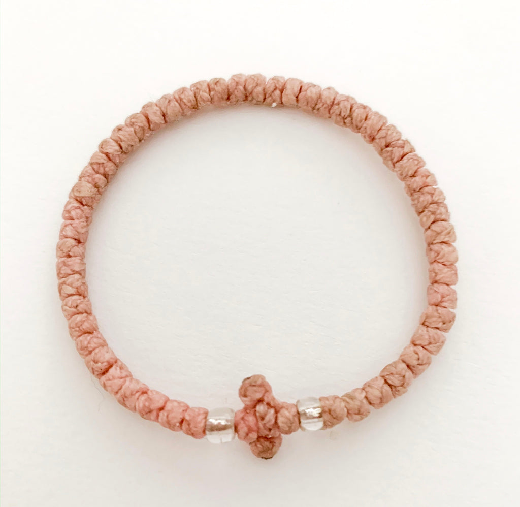 Dusty Pink Komboskini with Clear Beads