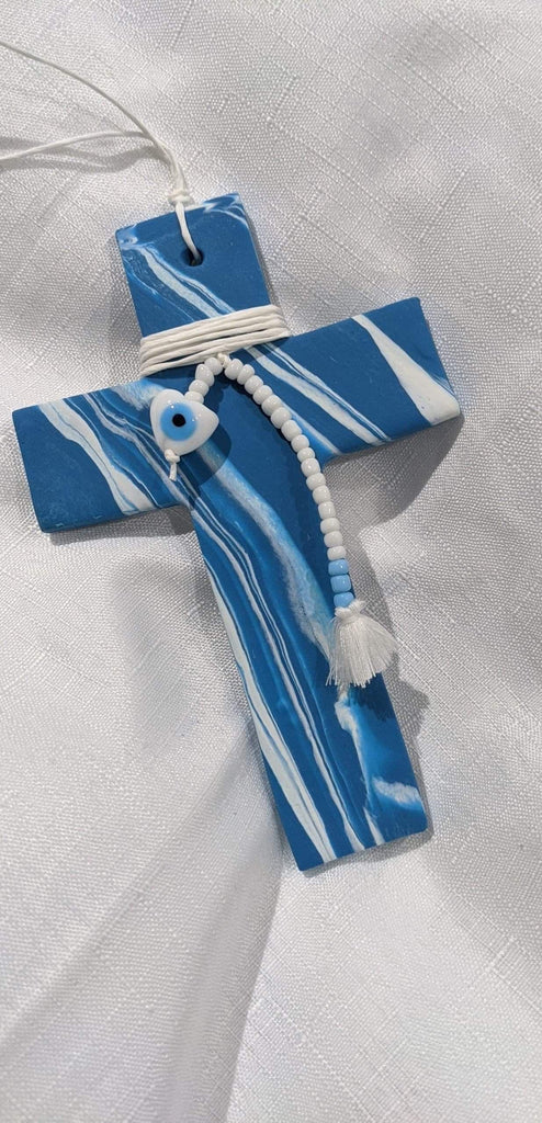 ‘Plethora’ Blue and White Marbled Cross
