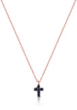 Mini Cross Necklace in Rose Gold