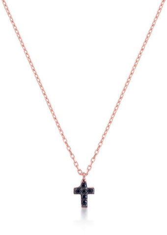 Mini Cross Necklace in Rose Gold