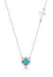 Turquoise Clover & Cross Necklace in Sterling Silver