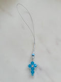 Swarovski Crystal Cross Charm in Greek Blue