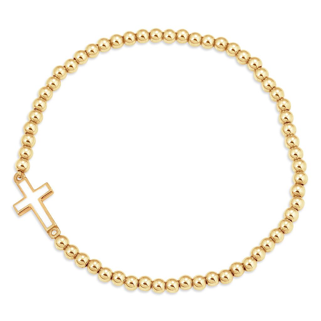 White Cross Faith Bracelet in Gold